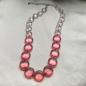 Vintage ombré pink to clear plastic beaded necklace adjustable